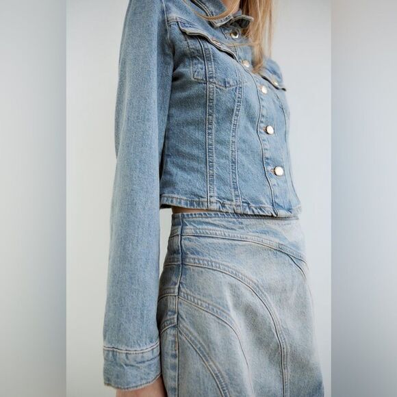 ZARA FITTED Z1975 DENIM JACKET - Picture 2 of 7